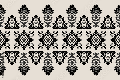 Geometric Indonesian batik ikat motifs African boho floral pattern.Seamless vintage background.baroque pattern.Ikat ethnic flower oriental pattern traditional.Aztec traditional textile.