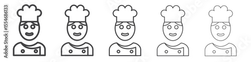 Chef icon flat simple outline logo