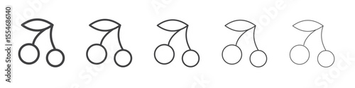 Cherry icon flat simple outline logo