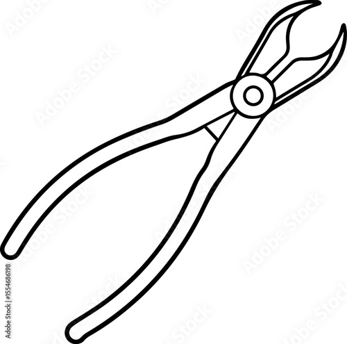 Forceps black outline vector and illustration, coloring book page