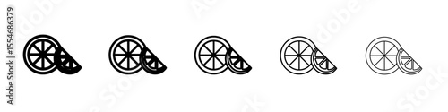 Citrus, lemon, lime, orange, tangerine slice icon flat simple outline logo