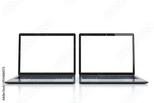 Two laptops side by side both screens blank