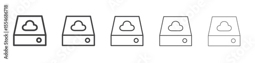 Cloud storage icon flat simple outline logo