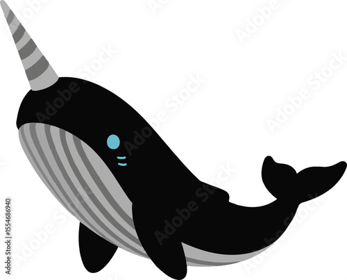 Majestic narwhal silhouette swimming gracefully in the ocean depths