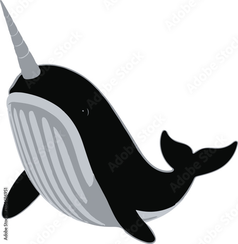 Majestic narwhal silhouette swimming gracefully in the ocean