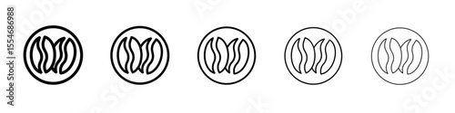 Coffee beans icon flat simple outline logo