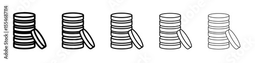 Coin stack icon flat simple outline logo