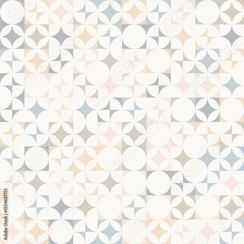 Abstract geometric background, brutalism bauhaus style elements in random order, different colors, seamless vector geo bg pattern, simple flat geometry shapes wallpaper, fabric, creative web projects