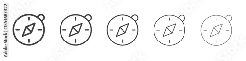 Compass pointer icon flat simple outline logo