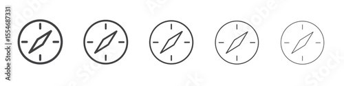 Compass icon flat simple outline logo