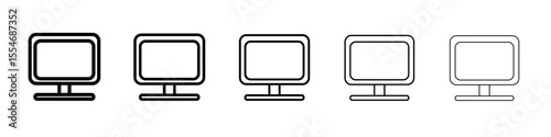 Computer monitor icon flat simple outline logo