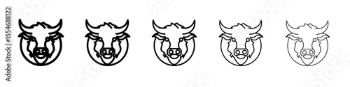 cow head icon flat simple outline logo