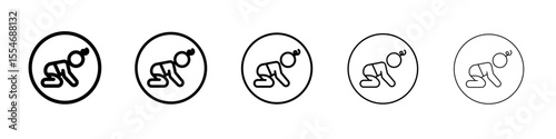Crawling baby icon flat simple outline logo