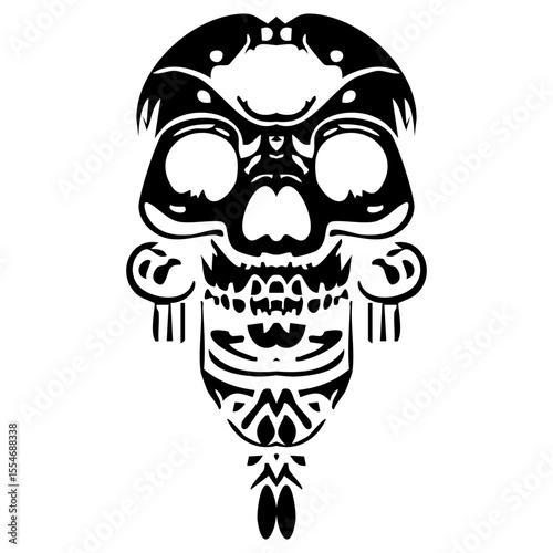 Silhouette Skull: Native American Tribal Headdress Art