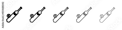 Cricket Bat ball icon flat simple outline logo