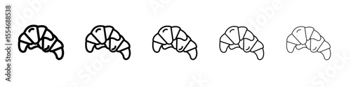 Croissant icon flat simple outline logo