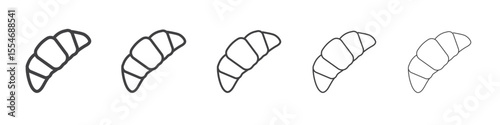 Croissant icon flat simple outline logo