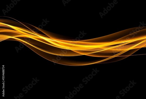Abstract golden wave flowing on a black background, luxurious and modern design,  golden wave background,  gradient