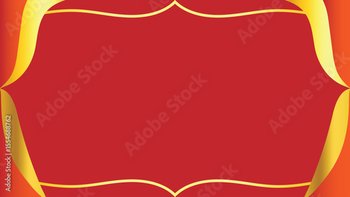 An ornate decorative frame with a rich red background and gold embellishments, perfect for invitations, announcements, or festive themes.