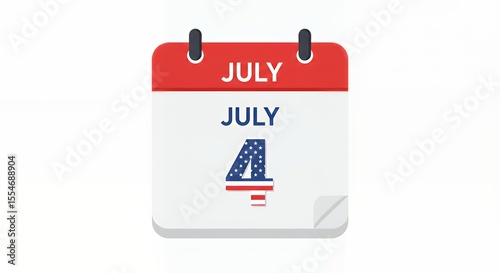 Calendar Showing July Fourth Date in Patriotic Colors for Celebration