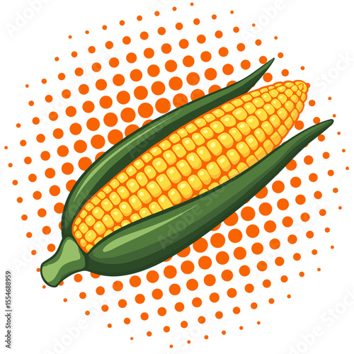 Pop Art Corn on Cob Illustration – Seasonal Harvest, Fall Vegetables