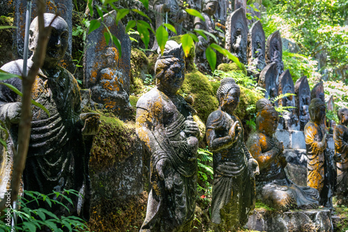 Buddhist statue group at Mitaki-Dera temple in Hiroshima, Japan