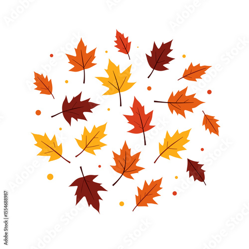 Autumn leaves pop art illustration on white, seasonal fall decor