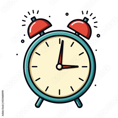 Minimalist pop art clock striking midnight, time symbolism countdown