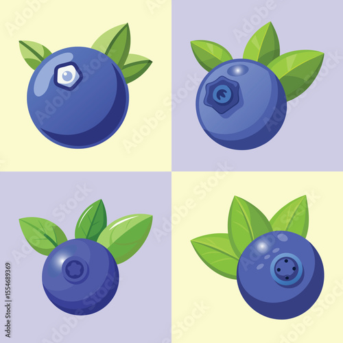 Bilberry Flat Illustration in Simple Minimalist Flat Style