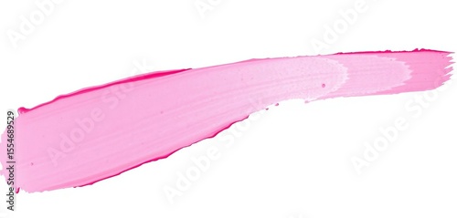 Abstract pink paint stroke on white background, resembling lipstick swatch,   beauty swatch,  design