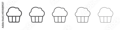 Cupcake icon flat simple outline logo