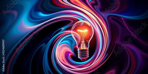 Abstract swirling shapes forming lightbulb, representing creative idea,  success,   power