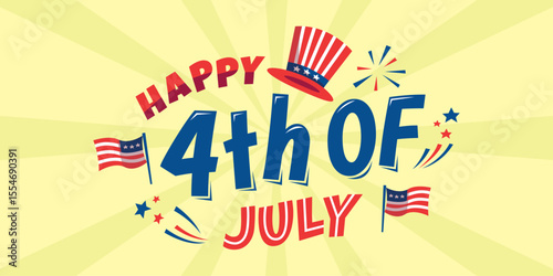 Flat illustration of 4th of July. Happy Independence Day.