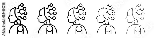 Cyborg icon flat simple outline logo