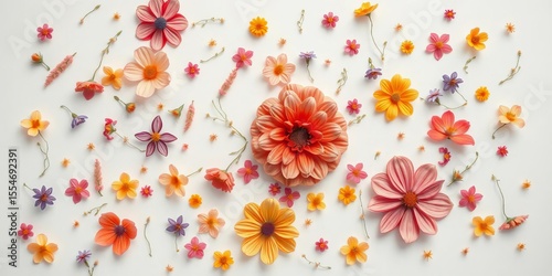 Whimsical, hand-drawn floral scatter; delicate, airy texture, scatter, airy