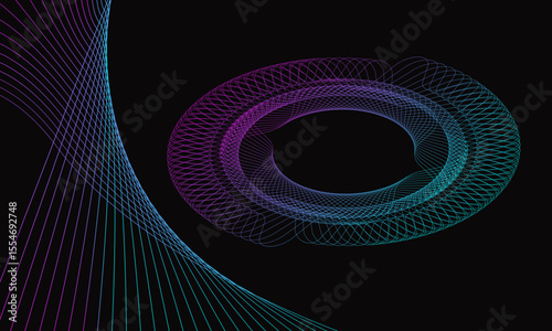 Spirograph abstract element on a black background