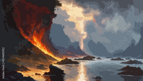 Flaming rock next to the beach