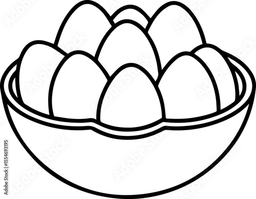 Deviled eggs black outline vector and illustration, coloring book page
