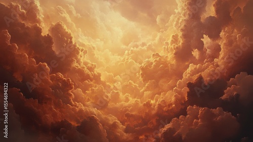 Golden Cloudscape  Dramatic Sky  Heavenly Background  Abstract Nature
