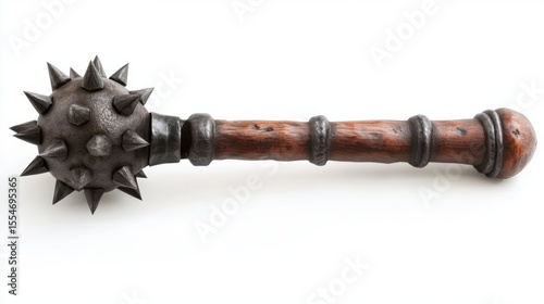 Ancient Medieval Spiked Mace Weapon:  A Closeup View of a Historically Significant  Battle Implement
