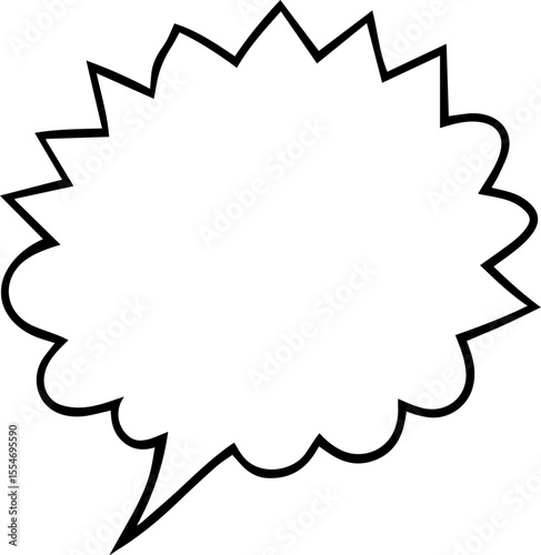 Comic speech bubble black outline vector and illustration, coloring book page