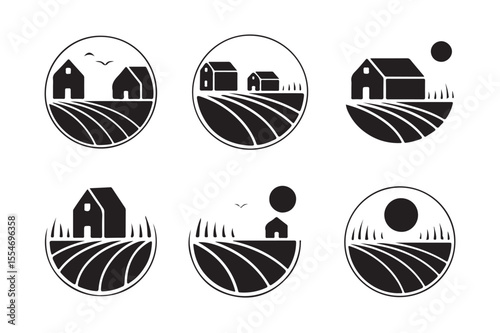 Set of an agro farm vector icon silhouette Vector illustration on white background