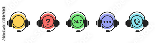 Support service icon. Customer support helpdesk or technician help symbols