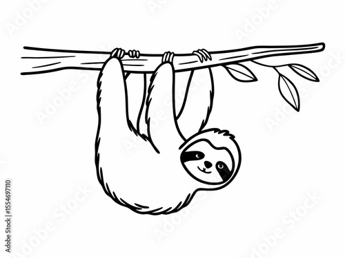 Contemporary Sloth Icon Hanging From A Branch Upside Down Pose Icon Set