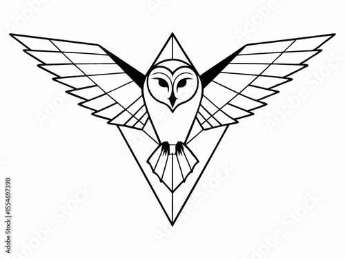 High-Quality Owl Icon In Geometric Polygon Style Symmetrical D Symbol Element