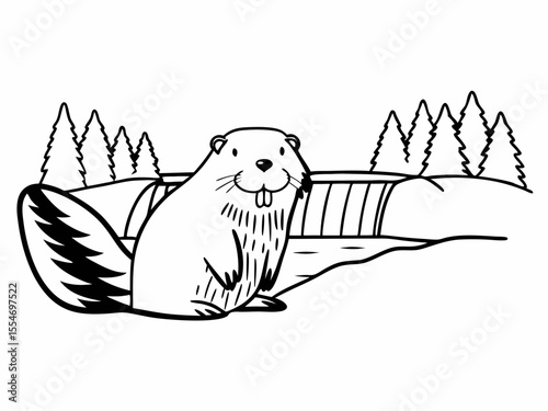 Premium Beaver Icon Beside A Dam Flat Vector Design Big Vector Art