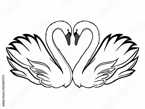 Premium Two Swans Forming A Heart Shape Elegant Black And Scalable Graphic