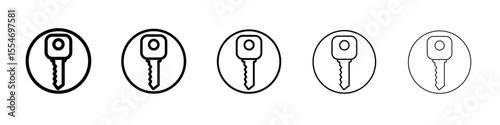 Door key icon flat simple outline logo