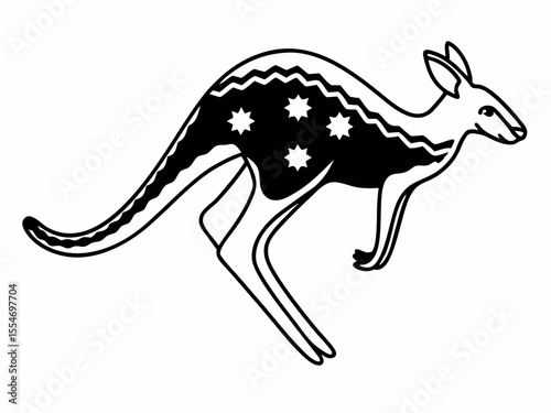 Sophisticated Kangaroo Icon In Mid Jump Flat Silhouette Style Vector Illustration