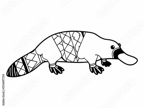 Stylish Platypus Icon Side Profile Flat Vector Style Duc Symbol Element